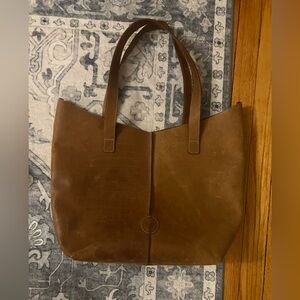Le Papillon Brown Leather Tote Bag